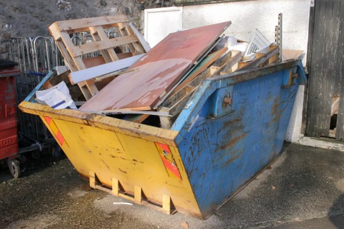 Construction site with waste materials ready for clearance